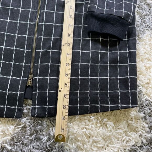 Chelsea and Theodore Window pane Funnel Collar Coat Jacket Black/White Sz L - Picture 2 of 5